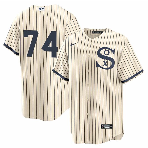 Men Chicago White Sox #74 No Name Cream stripe Dream version Game Nike 2021 MLB Jersey